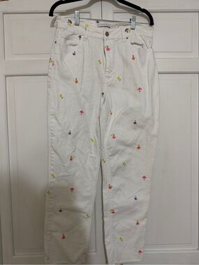 Tinseltown White Straight-Leg Jeans with Multicolor Embroidery